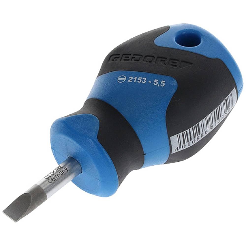 Gedore Multicolor Screwdriver Slotted Small, Mini Screwdriver Short, 3-Component Handle, Length 81 Mm, Tool, 2153 5.5