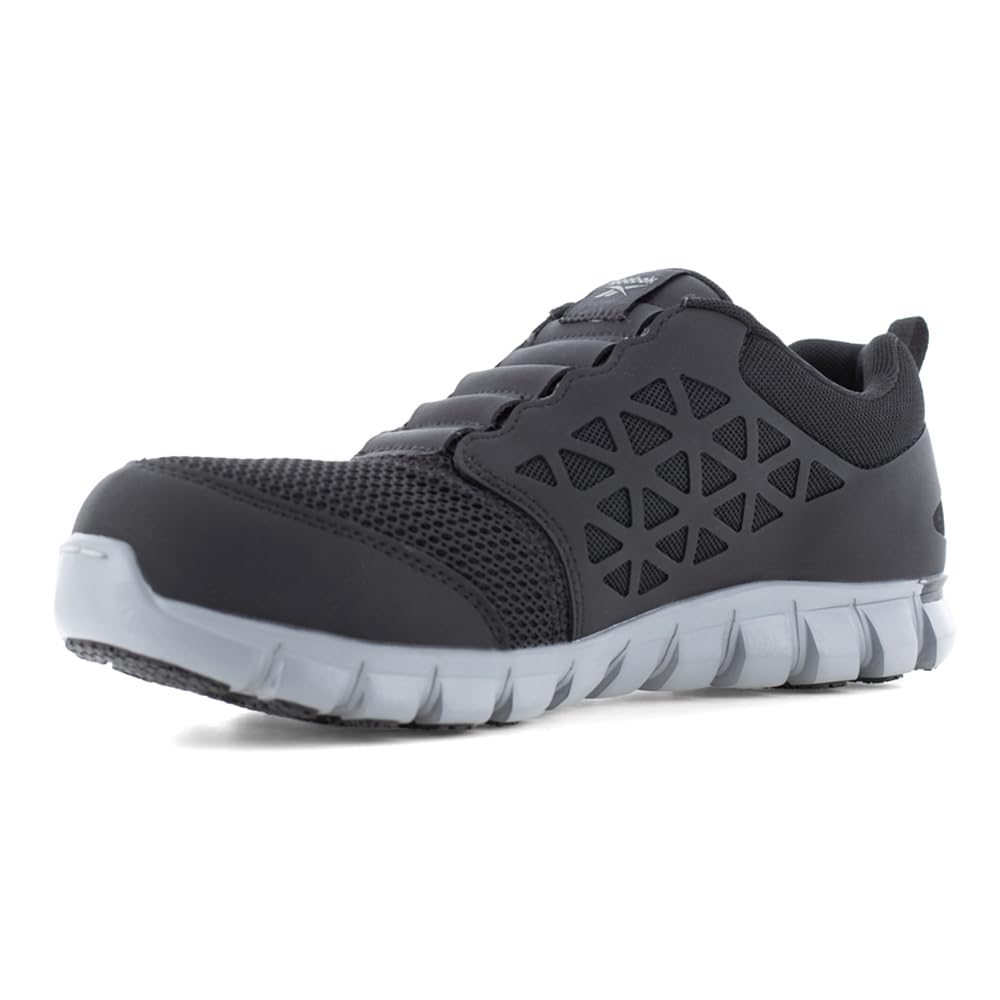 Reebok Work Men's Sublite Cushion Composite Toe Athletic Slip-on Work Shoe Black - RB4052