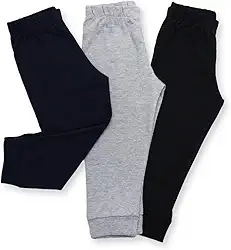 Kit 3 Calças Infantis de Malha - Azul Marinho, Cinza e Preto