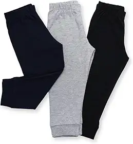 Kit 3 Calças Infantis de Malha - Azul Marinho, Cinza e Preto