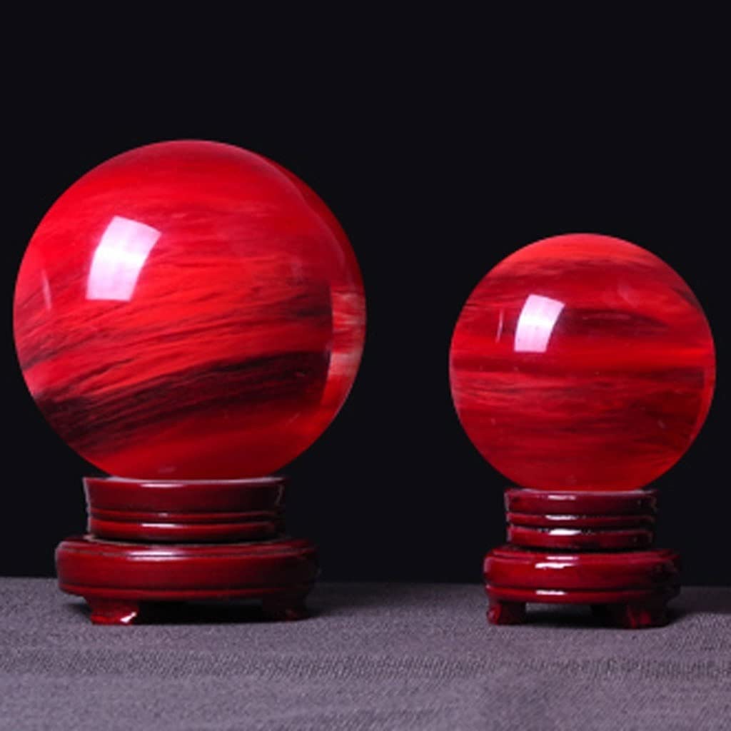 Dekoracje ze szklanych kulek, Feng Shui Divination Crystal Ball Red 15-35cm(20cm)