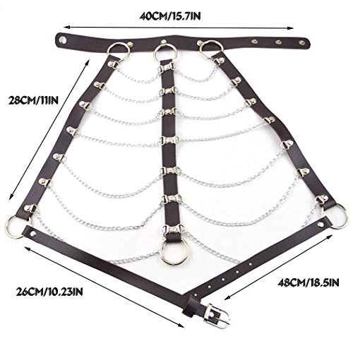 DRESBE Punk Layered Body Chain Black Leather Bra Caged Harness Choker Bra Chains Gothic4