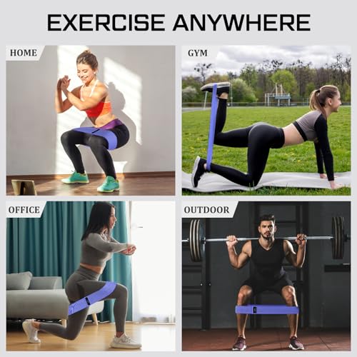Image of 12 Pcs Fabric Resistance Bands for Working Out Non-Slip Booty Exercise Loop Bands for Women Men Glutes Hip Thigh Butt Yoga Pilates Fitness Gym, Light Medium Heavy