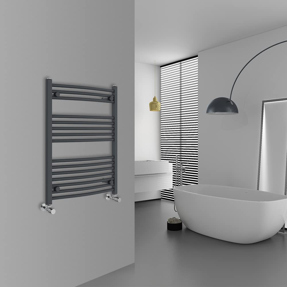 Warmehaus Curved Bathroom Heated Towel Rail Ladder Radiator Anthracite 800x600mm
