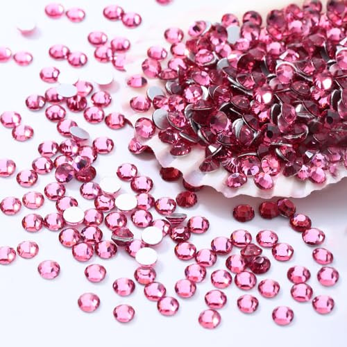 Image of Rose Flatback Rhinestones, Glass Rhinestones for Nail Art and Craft, Glue Fix, Loose Crystal Gemstones(Rose, SS4, 1440pcs, 1.5-1.7mm)
