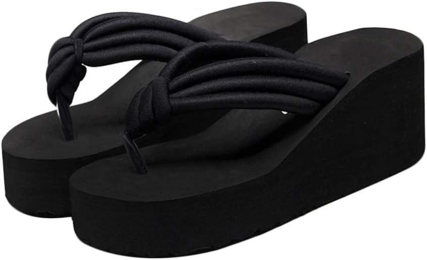 Happyyami Sandals Women Women Platform Flip Flops Slipper Heel Sandals Slipper Non- slip Beach Shoes Women Thongs Wedges Summer High Heel Slippers Sandals for Women Womens Sandals