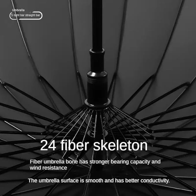 7Seas 24-Rib LARGE Luxury Look UMBRELLA | Windproof & Waterproof Premium Look Big Size Coverage Umbrella | Automatic Open Oversize Anti-UV Straight Umbrella for Rain Suitable for Man & Woman (Black) 2