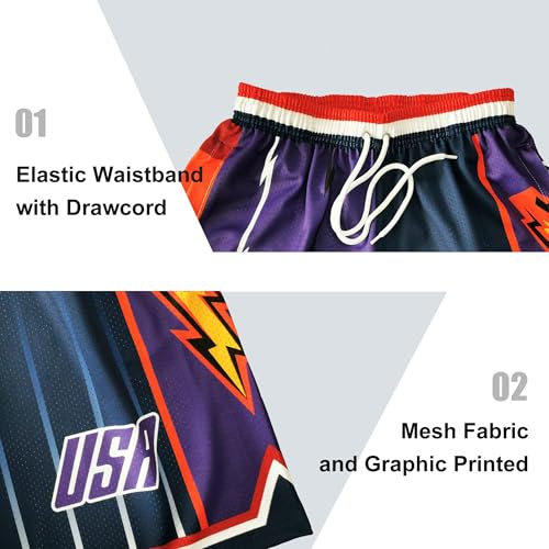 Men Basketball Shorts Graphic Mesh Drawstring Retro Sport Workout Gym Running Athletic Shorts4