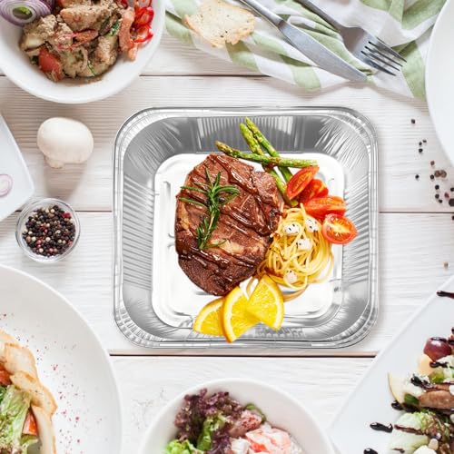 VOSSOT Alu Grillschale 30 Stück 8-Zoll Alu Grillschalen mit Kartonverpackung,Ofenfeste Aluschalen Grill für BBQ, Backen, Picknick,Heißluftfritteuse, Grill Schale für Gasgrill und Kohlegrill,Beständig