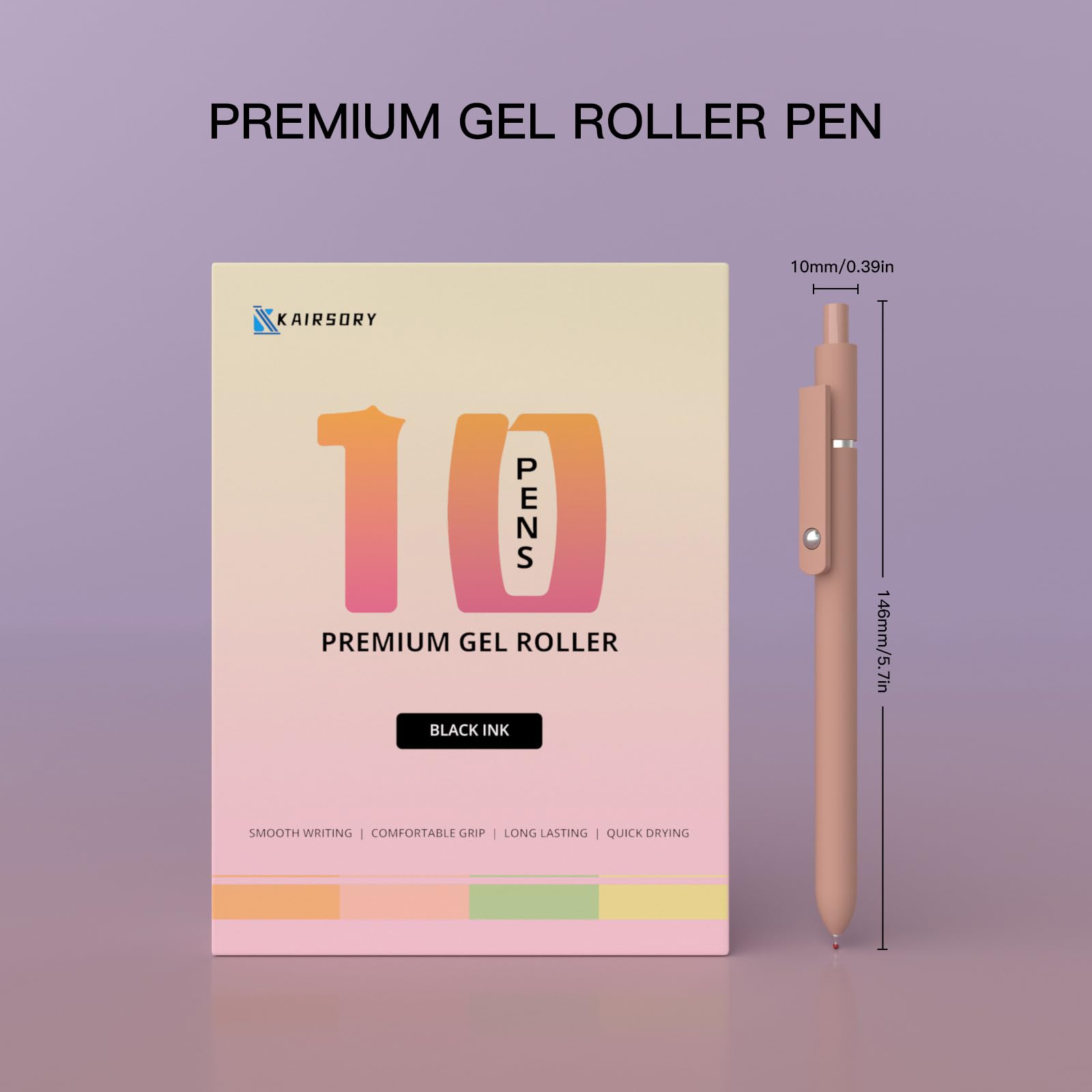 Penne gel da 0,5 mm, ad asciugatura rapida, inchiostro nero, punta fine e liscia, penne estetiche per infermieri, forniture per ufficio e scuola, per donne, uomini, studenti (10 pezzi