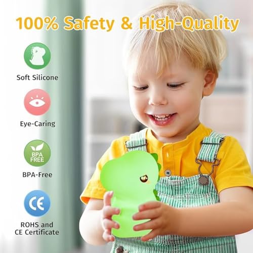 Image of One94Store Rechargeable Silicone Dinosaur Night Light | Cute LED Kids Night Lamp for Bedroom & Nursery | Soft Warm Glow, Touch Control | USB Rechargeable Table Night Light