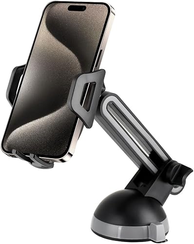 Soporte para teléfono celular para salpicadero y parabrisas para teléfonos inteligentes y dispositivos GPS, soporte universal ajustable seguro para