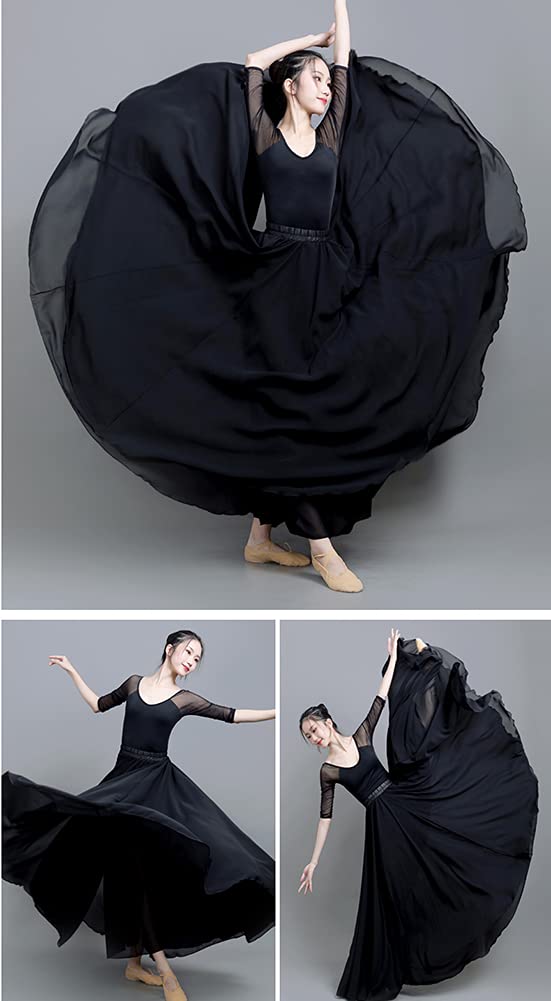 Große Schaukel Damen Maxirock Tanzrock Chiffon Tanzkleider Ballsaal Tanzen Lange Rock Flamenco Kleid Walzer Tango Latein Kostüm Bauchtanz Öffnungs Swing Tanzen Röcke