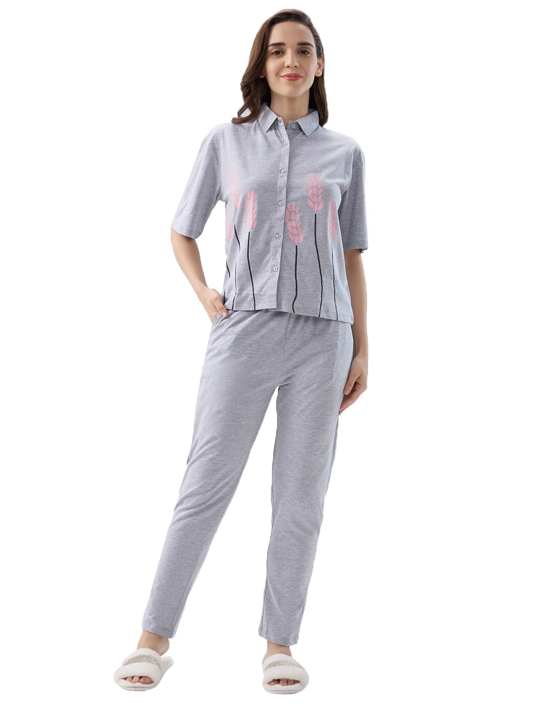 av2 Women's Cotton Printed Night Suit Set of Shirt & Pajama Set | Casual Night Dress for Women - 4223-picture-30