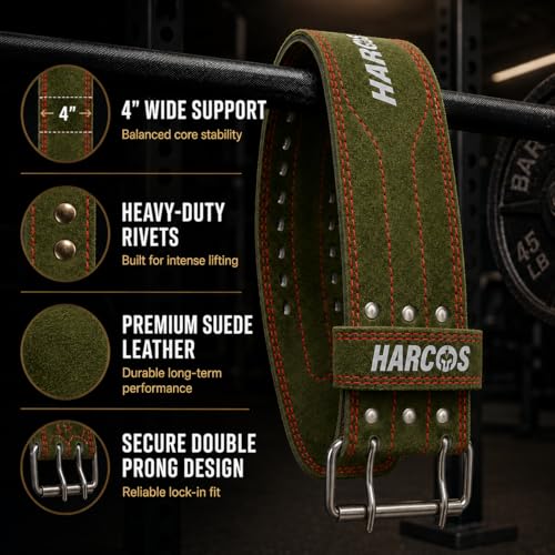 Image of Genuine Leather Unbreakble, non tearable 8mm Heavy Gym Belt for Men & Women Workout Deadlift Belt for Gym Suede Powerlifting Weight Lifting for Heavy Workout gym belt With Carry Case (Olive-Green, Small)