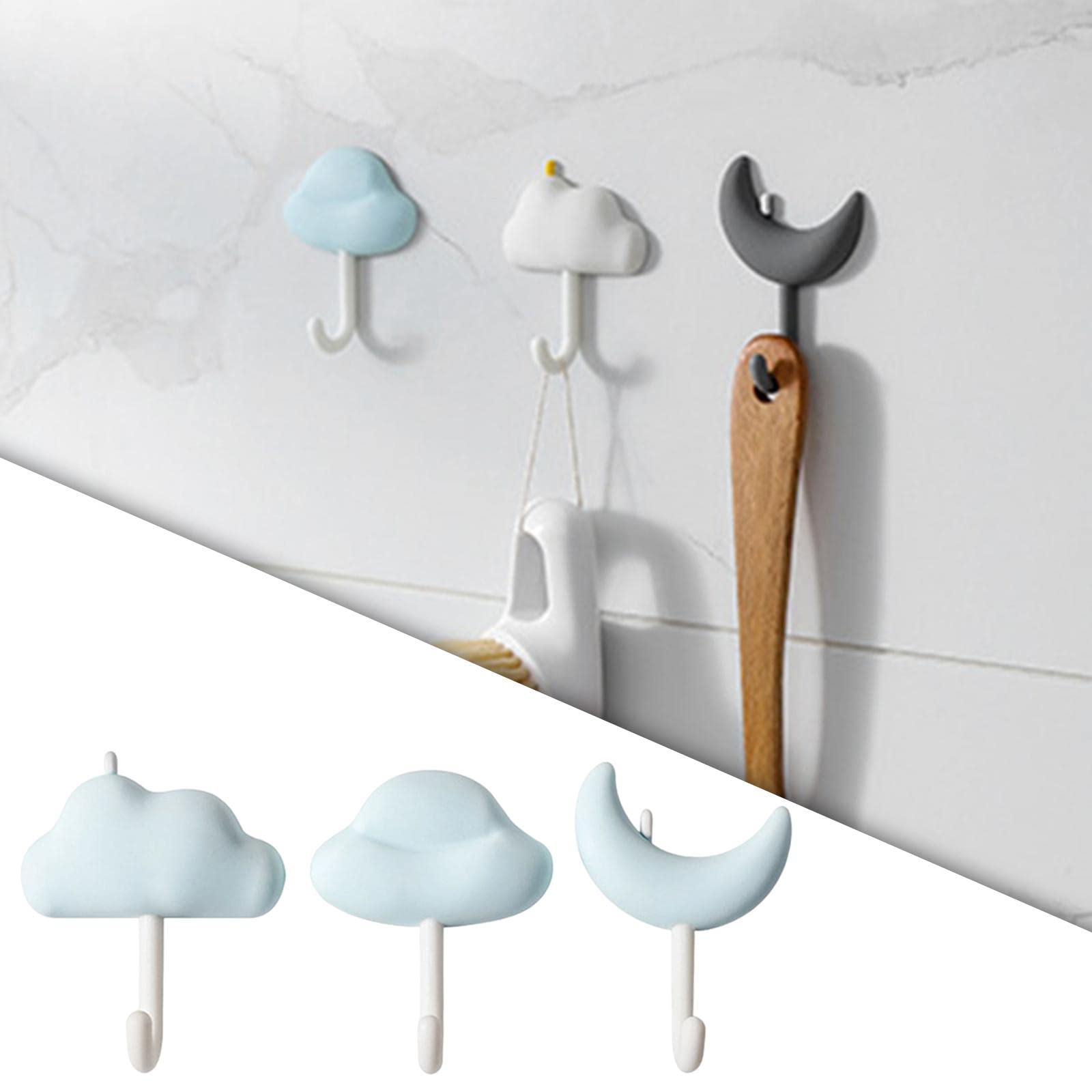 Appendiabiti con 3 Ganci da Parete/su Parete, Impermeabile, Adesivo, per Cappelli, Asciugamani, Doccia, Soggiorno
