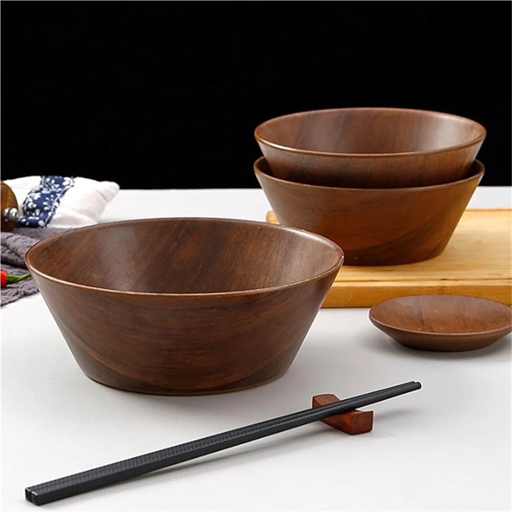 Fruitero de madera, Ensaladeras y Fruteros de Madera Multicolor Varios Tamaños(Brown 17.5x6.5cm 2pcs)