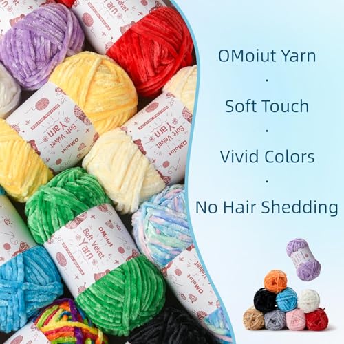 Image of 2x100g Fluffy Velvet Chenille Yarn for Crocheting and Knitting, 80m (87.5yd) Baby Yarn for Crocheting Soft, Crochet Chunky Yarns Amigurumi Yarns (2 Golden Yellow)