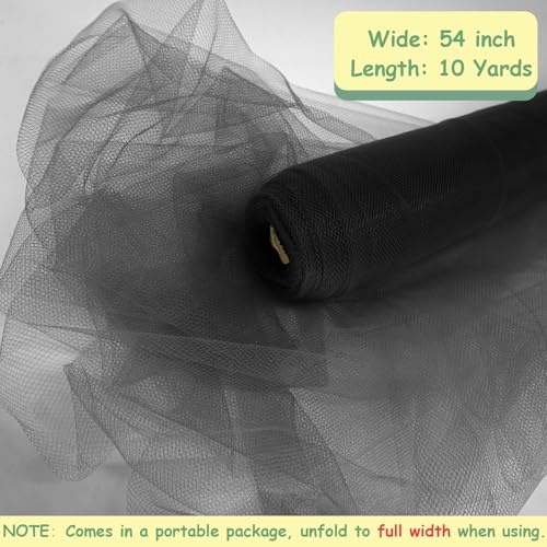 image for Ableme Deco Black Tulle Fabric Rolls, 54 Inch by 10 Yards (30 ft) Tull