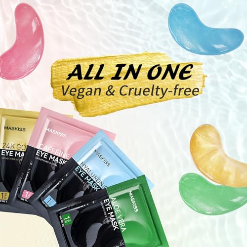 image for Maskiss Under Eye Patches(25 Pairs), 24K Gold, Caffeine, Hyaluronic Ac