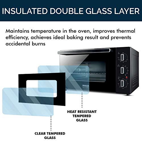 Inalsa Otg Oven For Kitchen 30 Ltr-1500W Cake Baking Oven Toaster Grill With Rotisserie Convention|Double Glass Door|Cool Touch Handle|Temperature & Timer Control,2 Yr Warranty-Eurochef30Bkrc, Black - Image 8