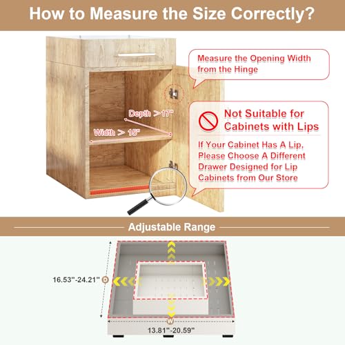 Fokyfok-Pull-out-Cabinet-Organizer14-21W17-24DExpandableAdhesive-No-Drill3-RailsAdjustable-Slide-out-Drawers-for-KitchenPantryRoll-out-Shelvesfor-Cabinets-Without-LipBathroomWhite1PC