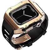 EKSIL 49mm Modキットステンレススチール時計ケース&ラバーバンド、Apple Watch Ultra用、チタンフレームソフトスポーツウォッチストラップとメタルバックルRMスタイル時計アクセサリー男性用女性用 (Color : G, Size : For 49mm)