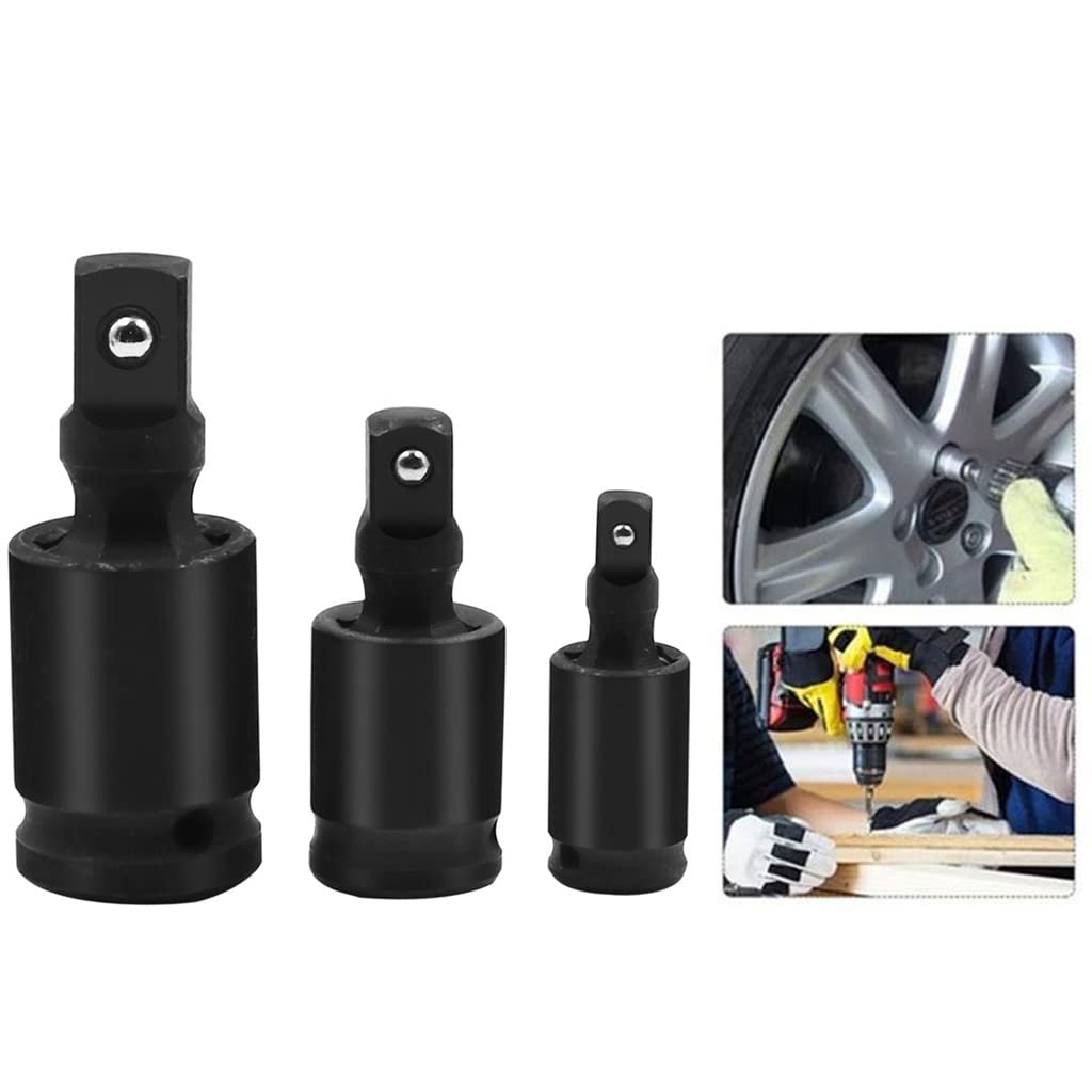 Universal-Gelenk-Set Für Stecknüsse – 3 Größen (1/4", 3/8", 1/2"), Verchromt – Für Enge Stellen!