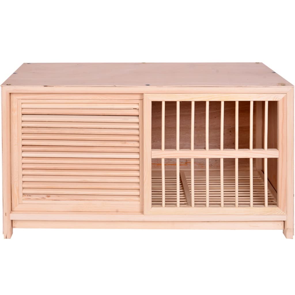 Jaula Para Pájaros Con Persianas Opacas, Jaula Para Palomas De Madera Maciza, Gallinero Para Palomas De Cría, Caja Nido Con Bandeja Para Heces, Caja De Apareamiento Con Puertas Corredizas(Natural,70*4