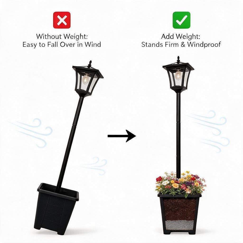 Solarlaterne für Außen Stehend 150cm mit Blumentopf, Solarlampe Warmweiß | 2er Set Solarleuchte mit Blumenkübel Wetterfest mit Dämmerungssensor LED für Garten Terrasse Vorgarten Licht Deko