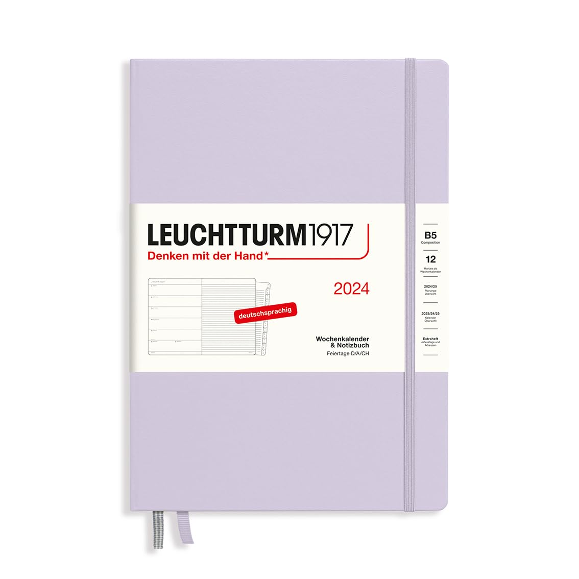 LEUCHTTURM1917 367751 Weekly Calendar & Notebook Composition (B5) 2024, with Extra Book for Addresses and Anniversaries Lilac