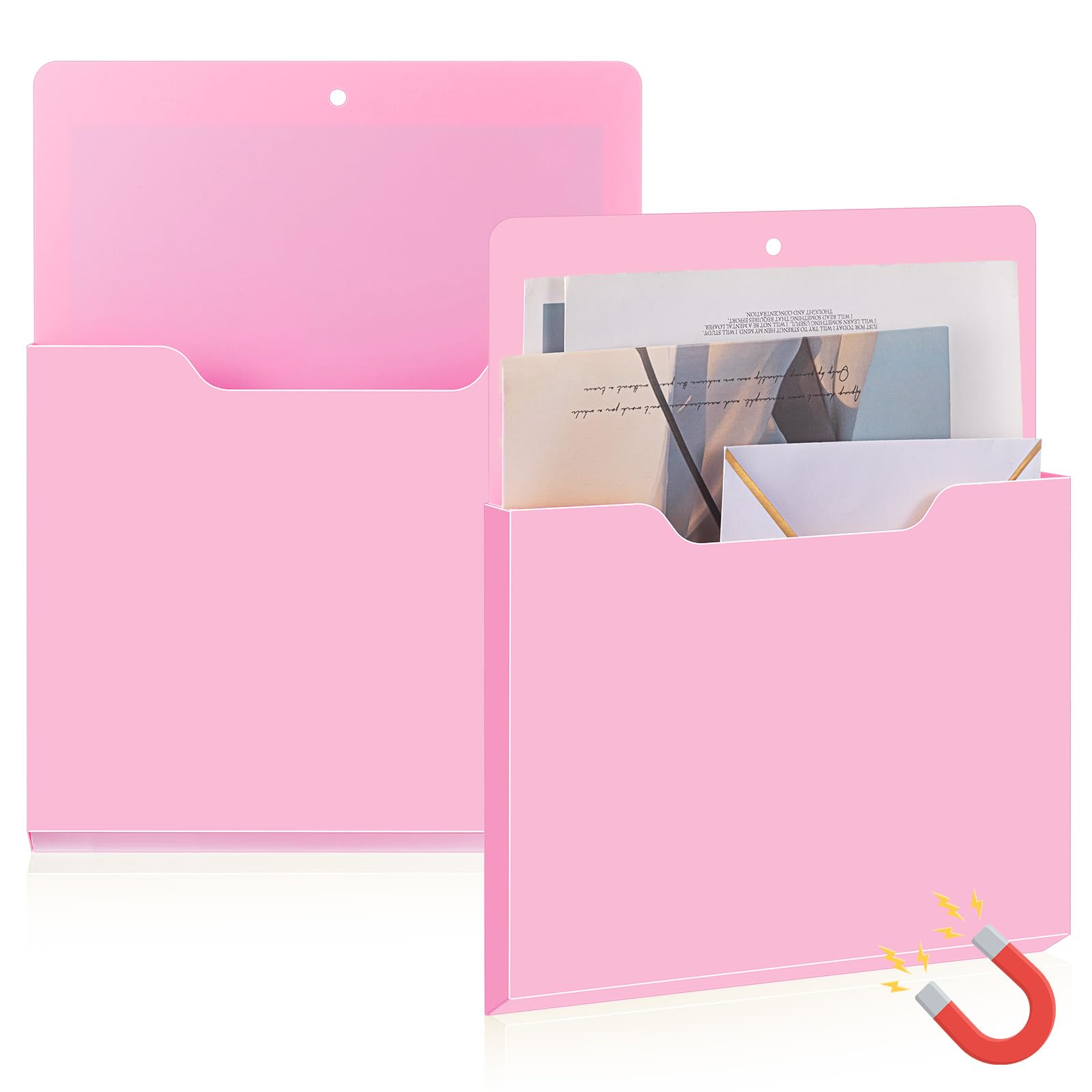 Feifeiya Confezione da 2 portadocumenti magnetici, grandi tasche magnetiche, da appendere alla parete, organizer per riviste, lettere per frigorifero, aule, armadietti, lavagne bianche e ufficio