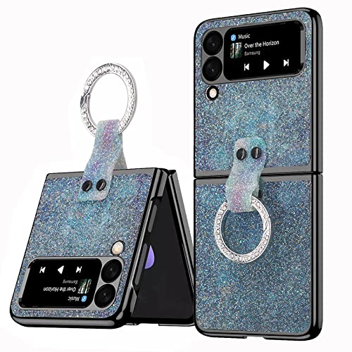 CFPLZFY-Für Samsung Galaxy Z Flip3 Hülle mit Strassringhalter, Blingbling Luxury Schutzhülle Z Flip3 5G Cover Galvanikrahmen Anti-Drop Anti-Fingerprint Cover