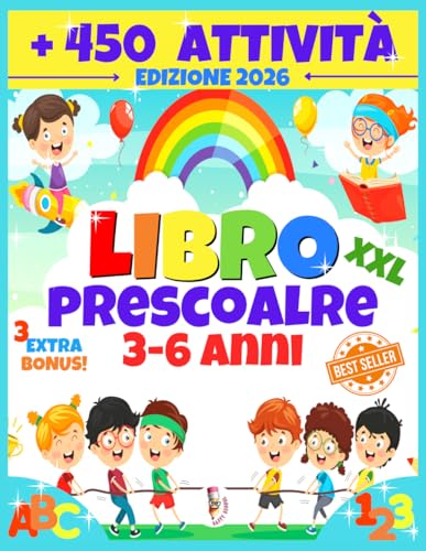  Libro Prescolare 3-6 Anni: 150 Pagine, Lettere e Numeri da Tracciare, Prelettura, Prescrittura, Disegni da Colorare, e Tanti Giochi Istruttivi, per ... (Libro Pregrafismo, Imparare a Scrivere)