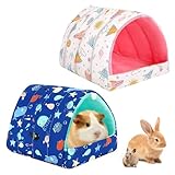 GOEDCH Lot de 2 maisons confortables pour hamster : grotte douillette pour petits animaux, lit pour cochon d'Inde, cachette pour cochon d'Inde lavable, lit pour lapin, cachette pour lapin, petit lit