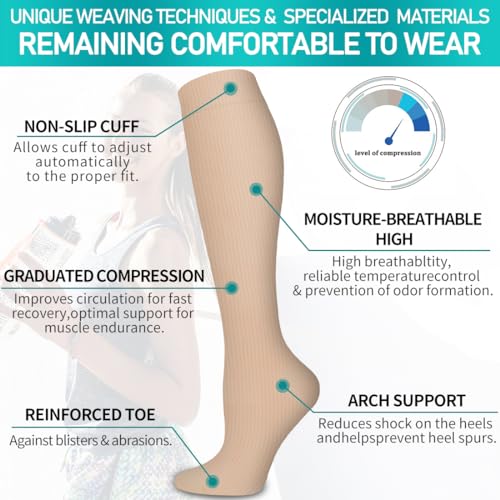Image of COOLOVER Copper Compression Socks for Women and Men(6 Pairs)-Best Support for Running, Athletic, Travel