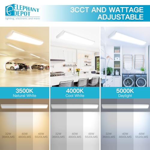Image of ED 4PK 4FT LED Wraparound Light, 48 inch Led Light Fixture, 54W, 6210LM, 3500 /4000 /5000K, 120-277V Commercial 4FT Led Light Fixtures for Garage,Laundry Room,Warehouse,Closet,Shop,UL & DLC