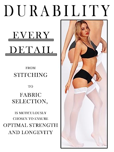 SUREPOCH Curve Semi Sheer Thigh High Stockings Silicone Lace Top Pantyhose for Women, 1-2 Pairs4