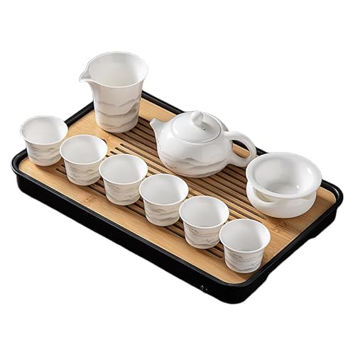 Miwish ティーセット 茶器セット 茶盤付き 10点セット ガラス 透明 お店用 来客用 本格茶器 贈り物