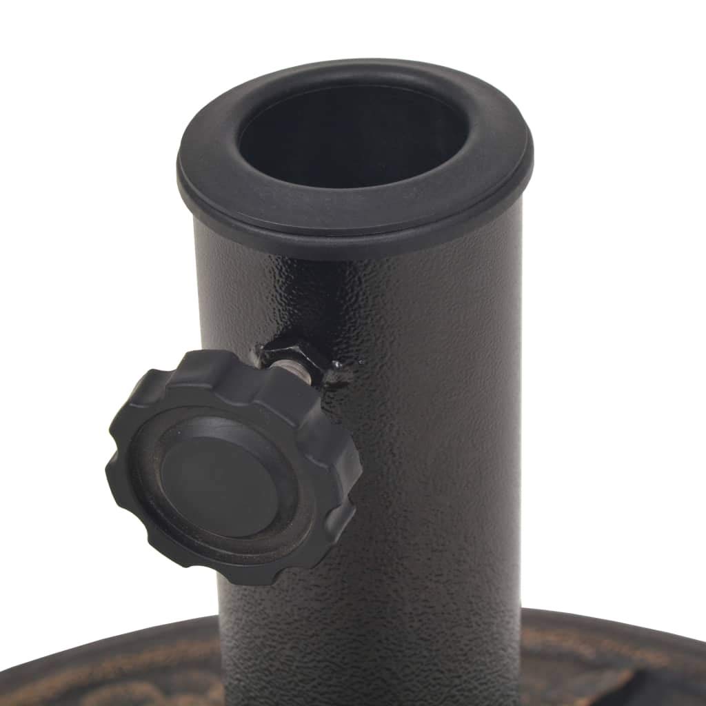 Supporto per ombrellone altamente decorativo in resina resistente alle intemperie, effetto bronzo, 9 kg, con bulloni di bloccaggio per tubo da 57 mm, include due adattatori per aste da 38 e