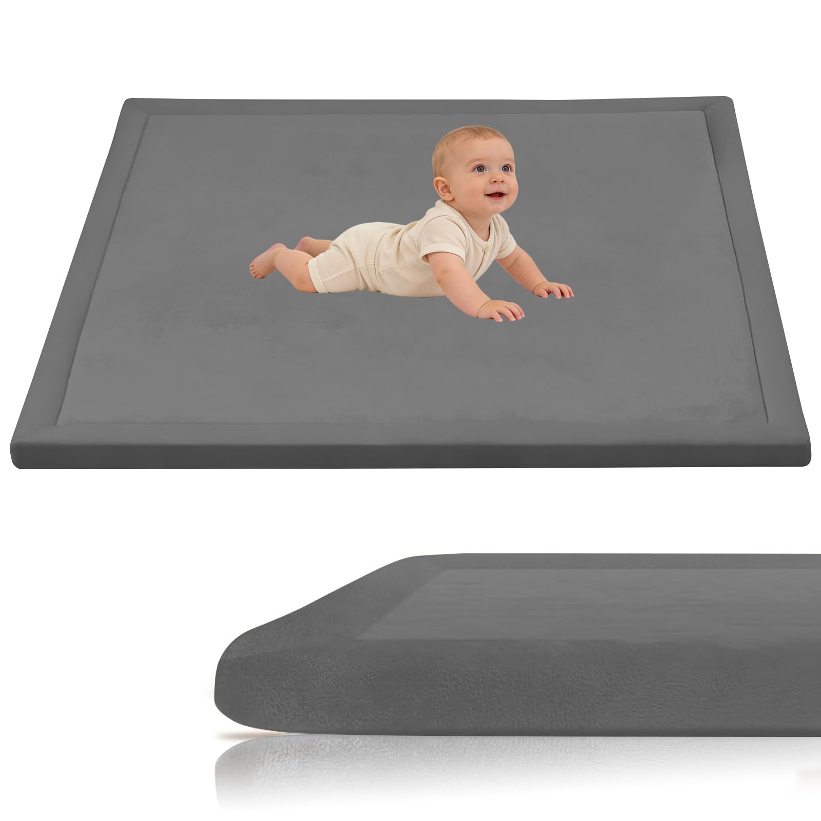 Stqyeiw Baby Crawling Mat, Memory Foam Extra Thick Area Rug 3cm for Kids Living Room 200 x 320 cm Dark Grey Baby Playroom Crawling Carpet Non-Slip Soft Play Mat Floor Toddler Nursery Carpet