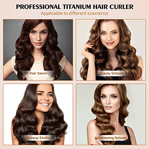 Professional Curling Iron Nano Titanium Curling Wand, For Salon, Hairdressing Beauty School, Model, Fast Work, 60 Min Auto Off, 1 1/4 Inch Barrel, Rose Black #TOP6