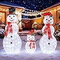 KBG Snowman Family Christmas Outdoor Decorations 2D Snowman 3 Set with 180 LEDsfor Indoor Outdoor Garden Yard Lawn Xmas Decor