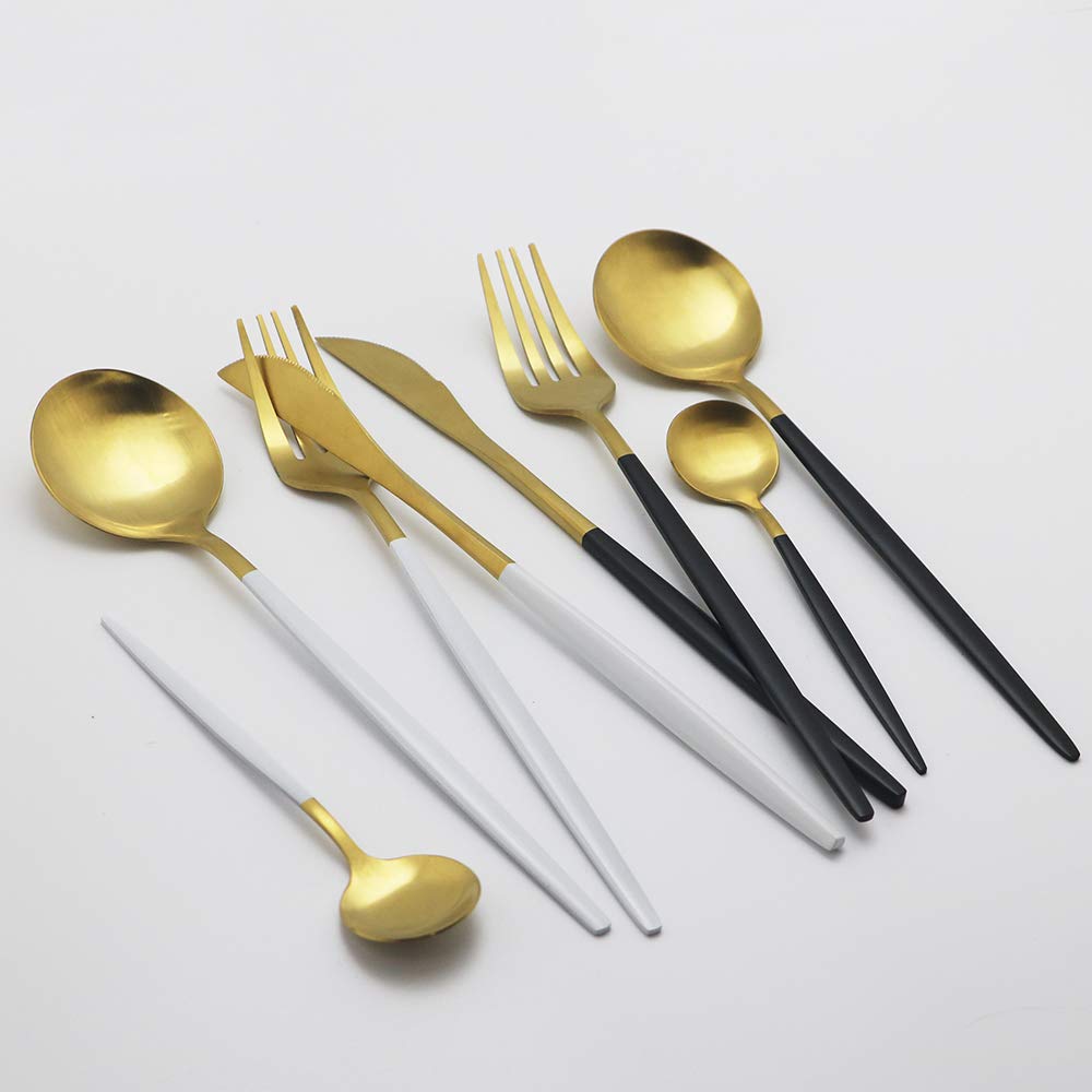 Ensemble de couverts en argenterie, ensemble 30 pièces, mat, couteau, cuillère, fourchette, vaisselle acier inoxydable, cuisine