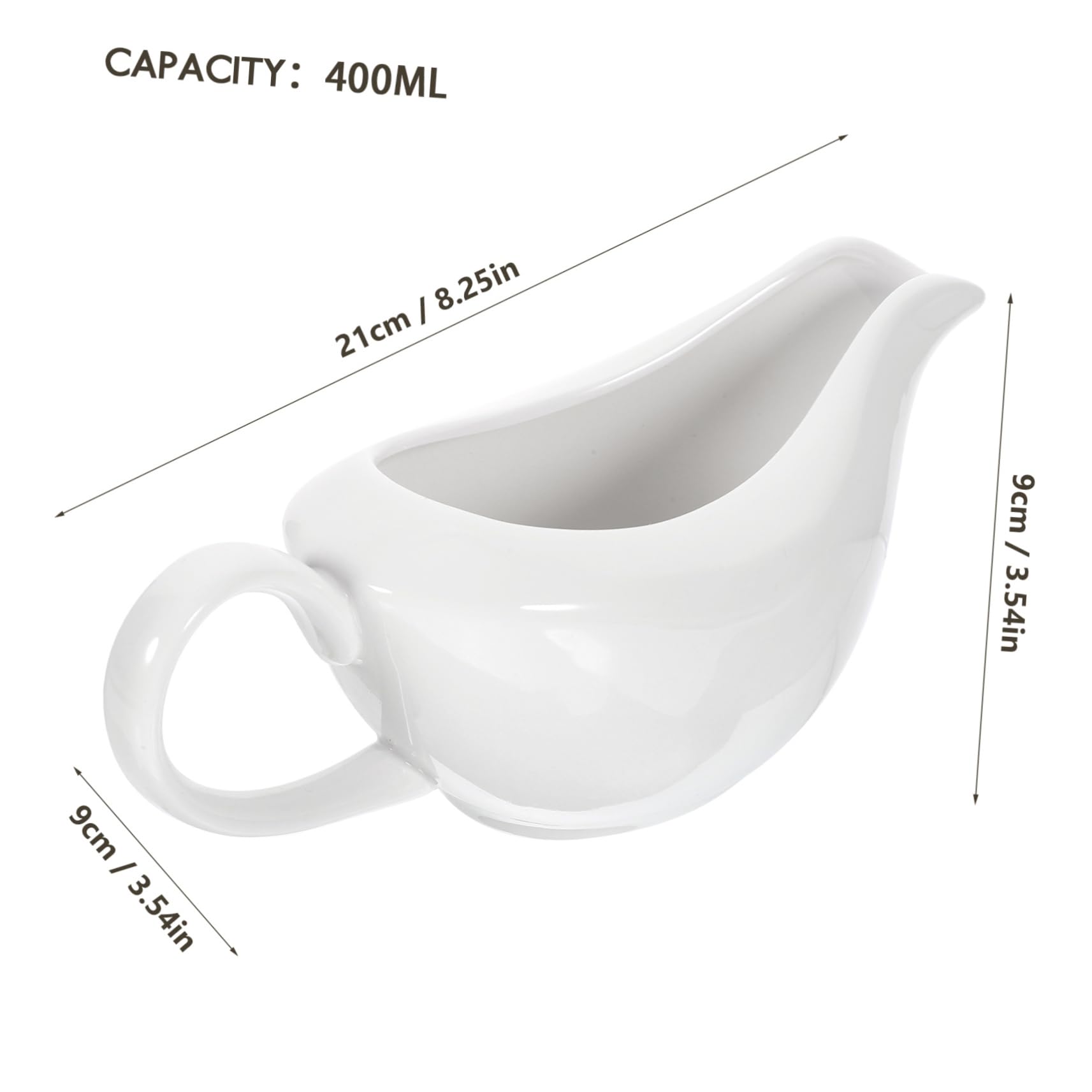 Cabilock Ceramic Gravy Boat with Handle Sauce Dispenser for Milk Soy Sauce and Condiments Dripless Pour Spout for Home Restaurant and Catering Use