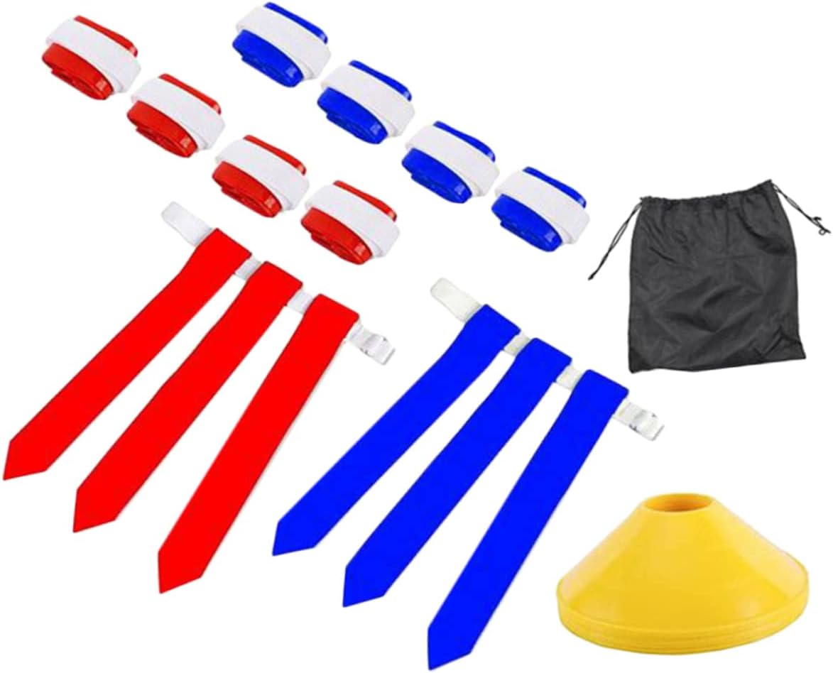 1Set Multi Use Football Waist Flag Set Football Belt with Belts Flags Markers and Drawstring Bag for Youth and Flag Football