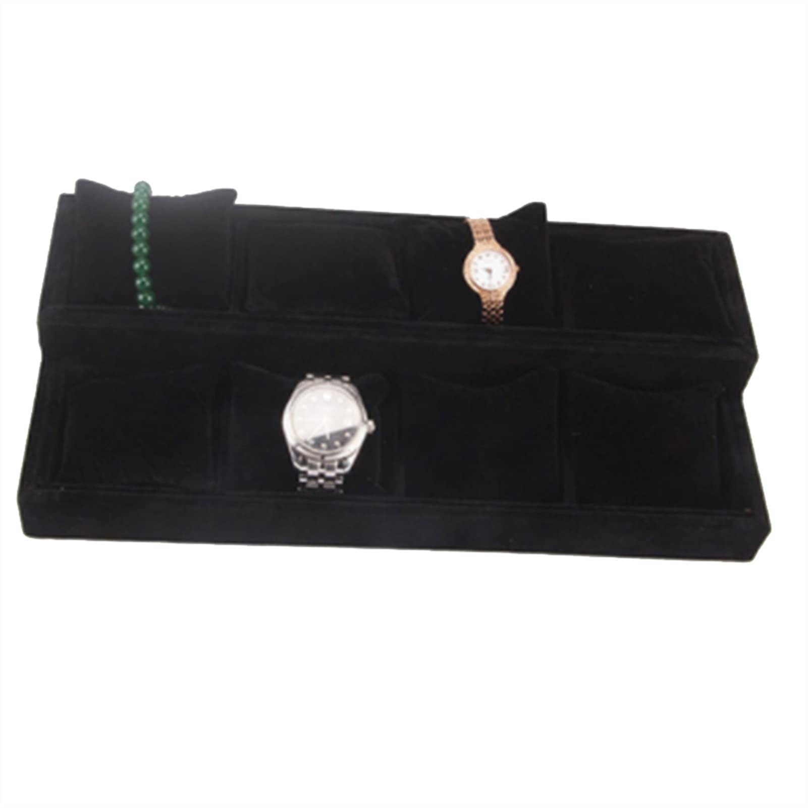ANVLOJRIH Watch Box Jewelry Organizer Velvet 8 Grid Watch Storage Box Soft Pillowcase Bracelet Display Watches Box(Black)