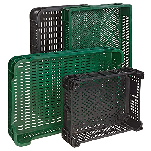 HaGa Lagerkiste 59x39,5x11 cm | schwarz | 10kg – Obstkiste und Gemüsekiste stapelbar aus Kunststoff – Apfelkiste, Aufbewahrungsbox, Plastikkorb, Lagerbox für Obst & Gemüse