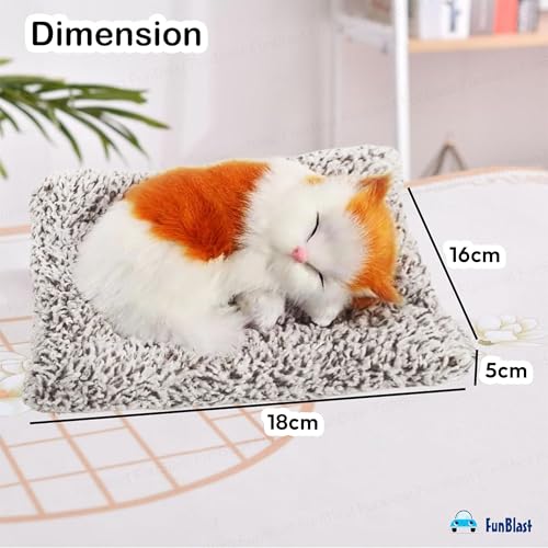 Image of FunBlast Cute Sleeping Cat Plush Toy with Meow Sound, Gift for Kids, Toy Accessories for Car Dashboard (Random Color)