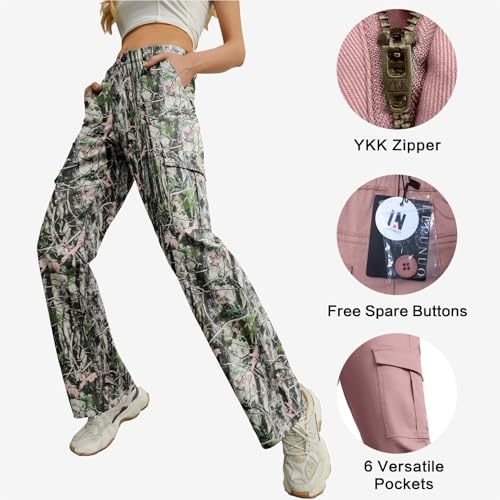 Image of Lepunuo Cargo Pants for Women High Waisted Casual Pants Baggy Stretchy Wide Leg Y2K Streetwear with 6 Pockets